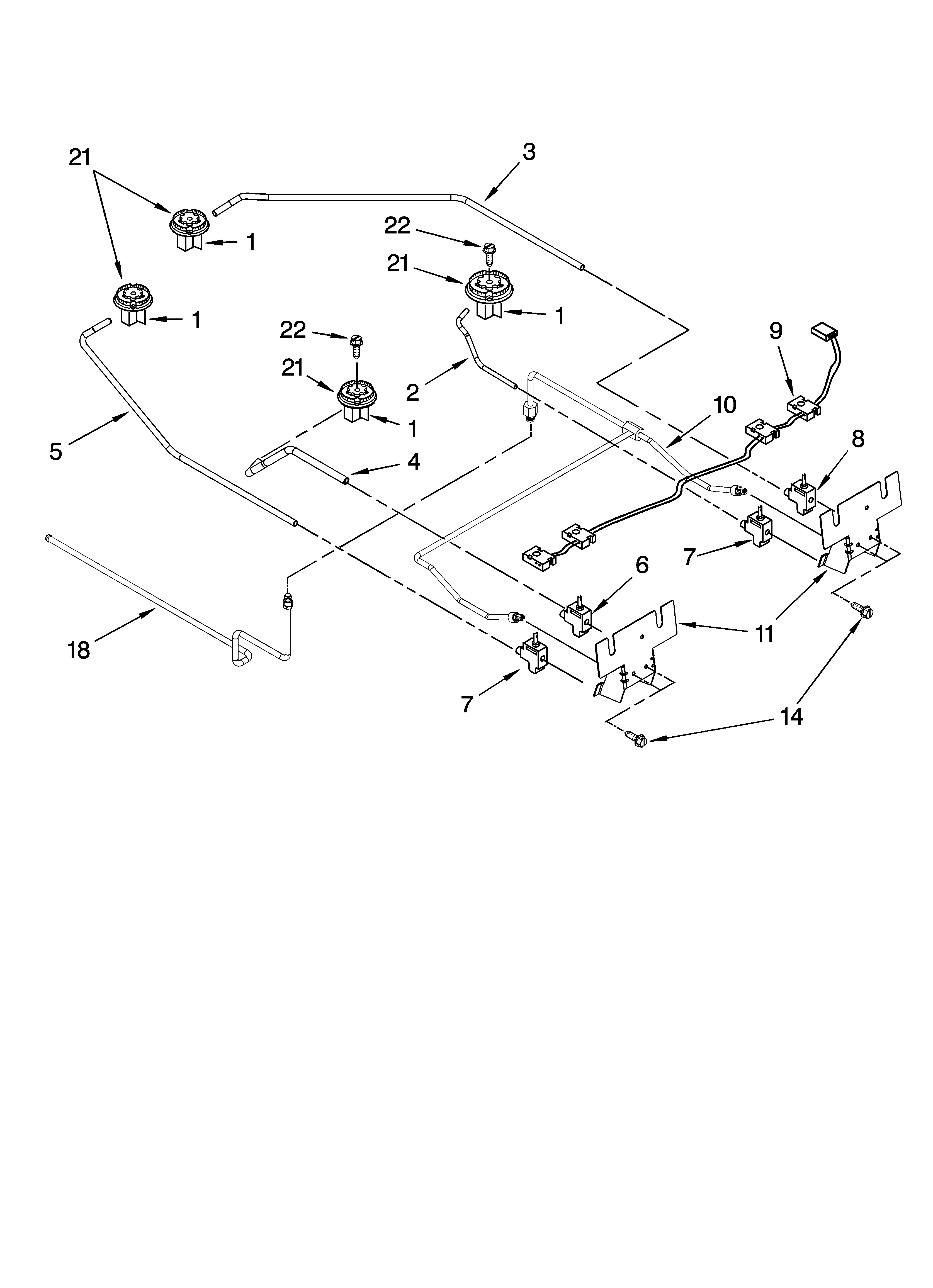 Cooktop burner parts, optional parts