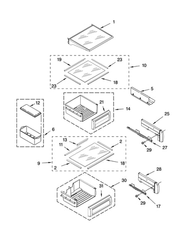 Refrigerator shelf parts
