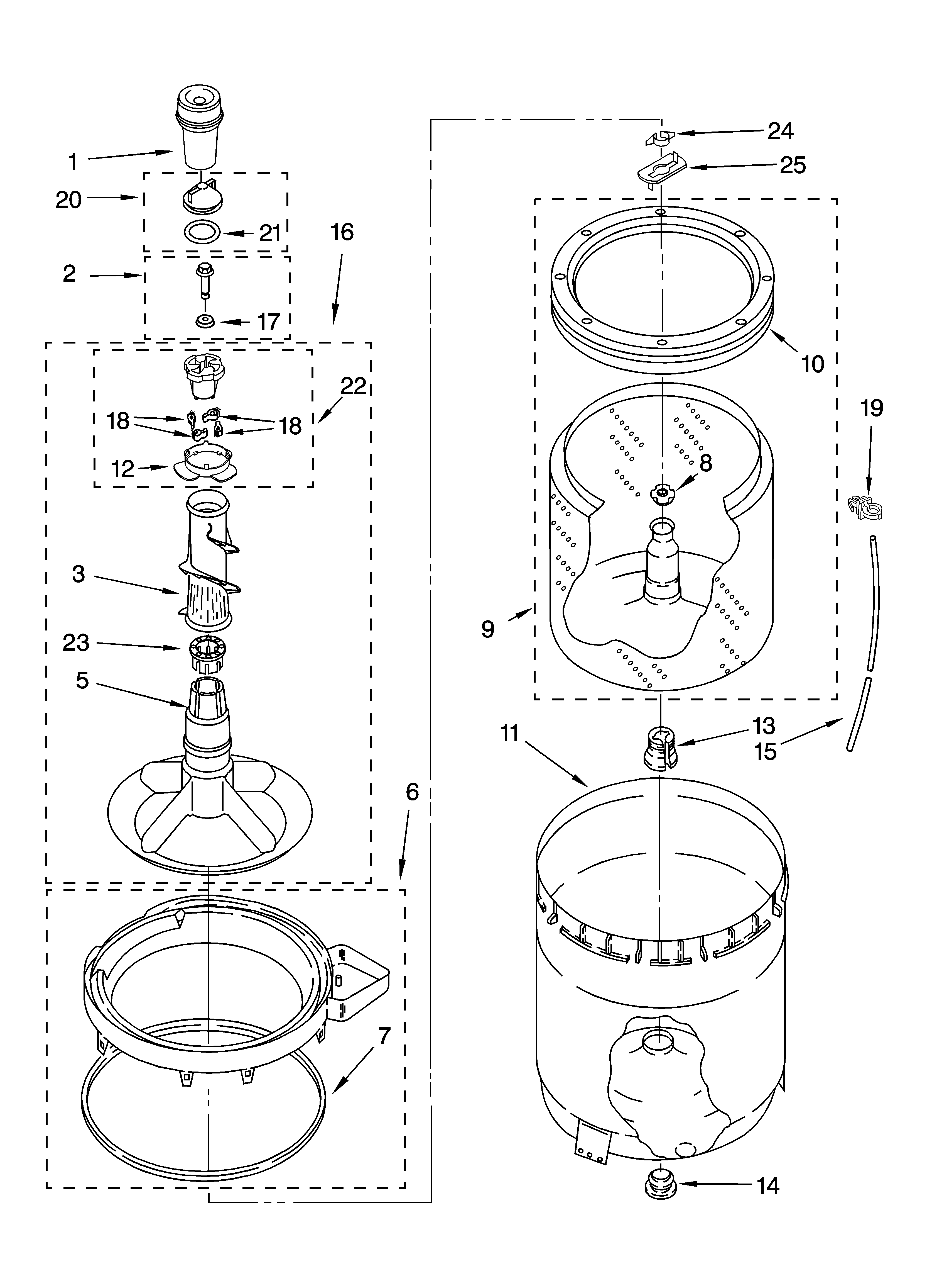 Agitator, basket and tub parts