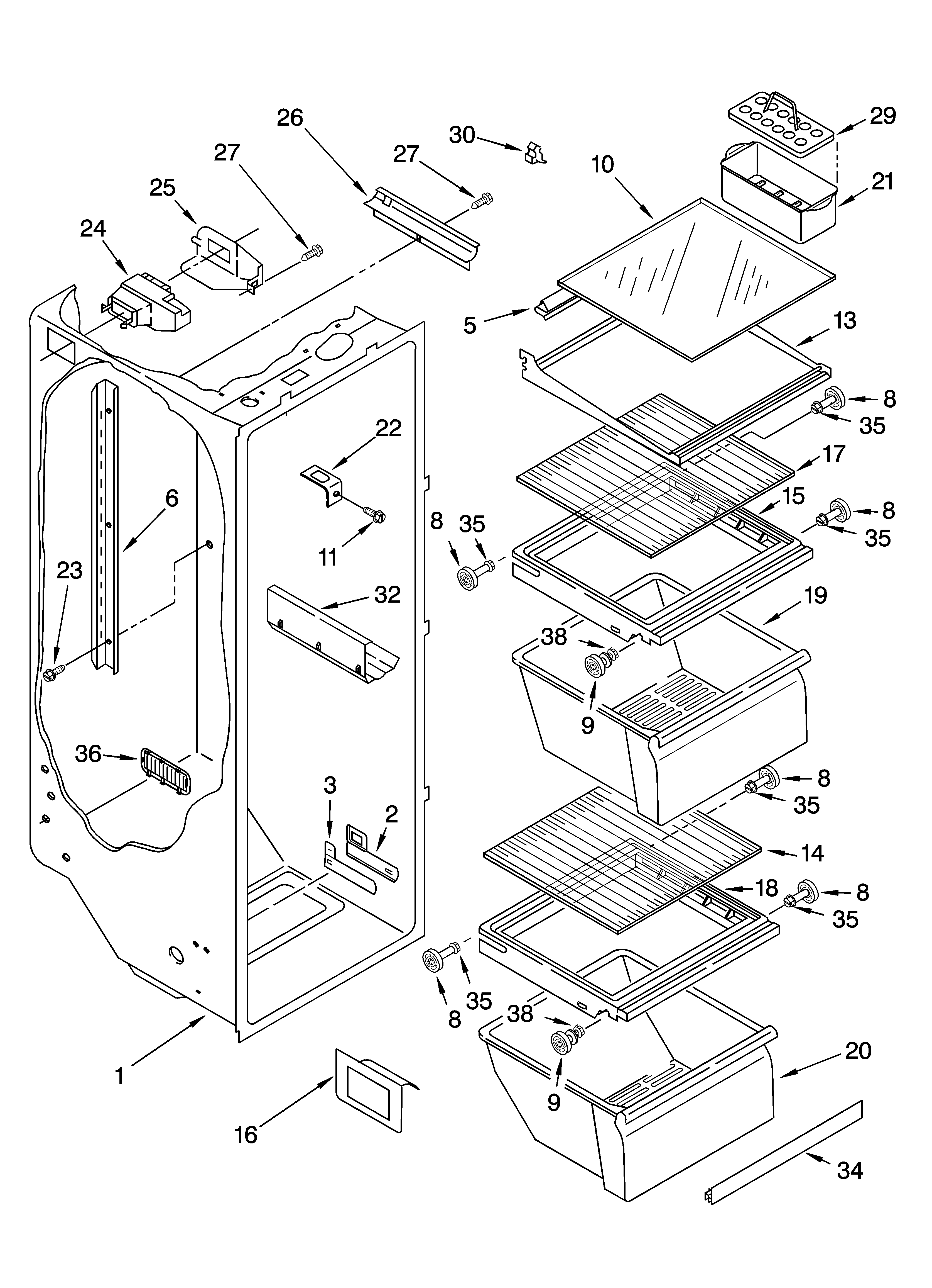 Refrigerator liner parts