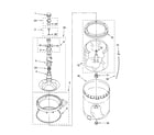 Whirlpool 7MLSR7232PQ0 agitator, basket and tub parts diagram