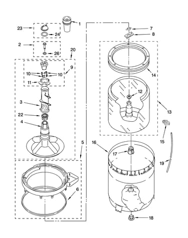 Agitator, basket and tub parts