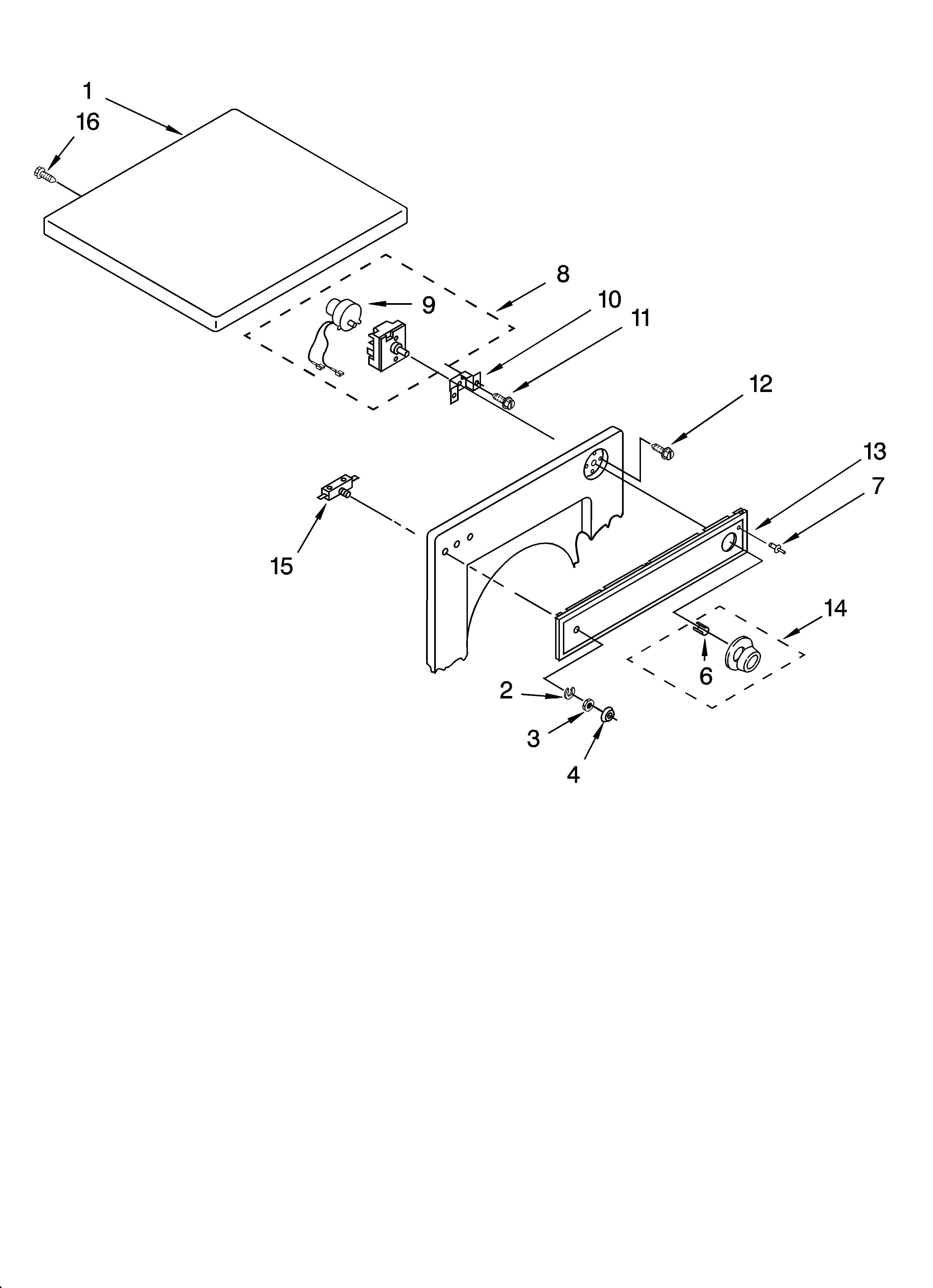 Top and console parts, optional parts (not included)