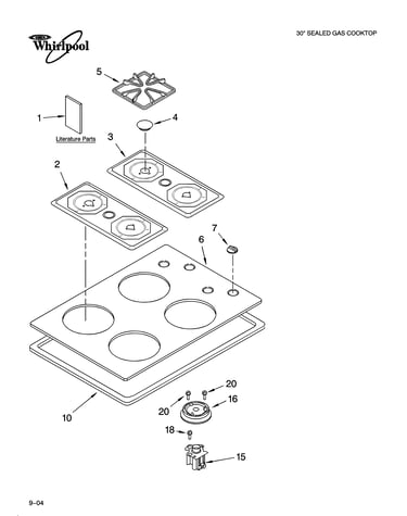 Cooktop, burner and grate parts