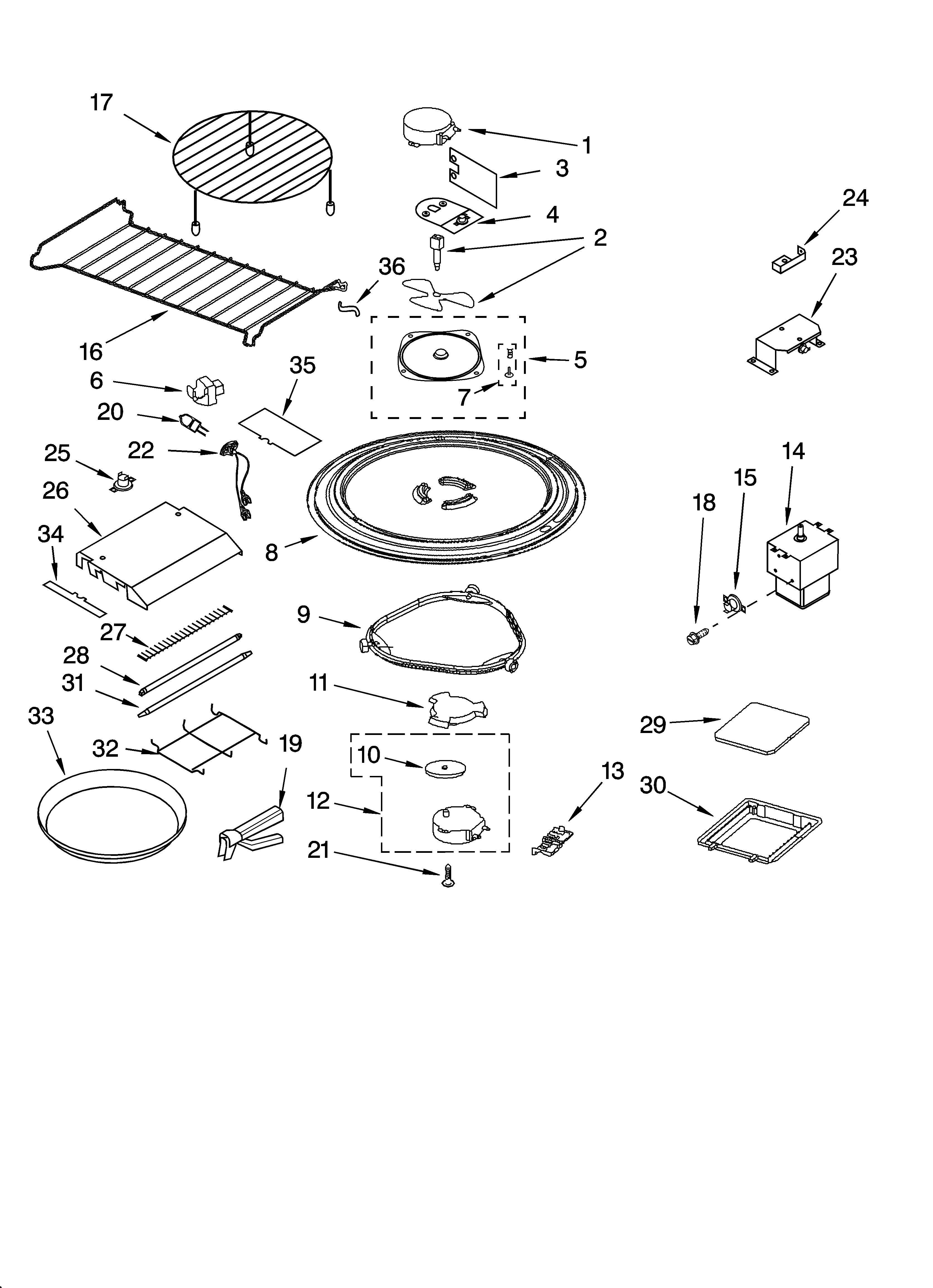 Magnetron and turntable parts