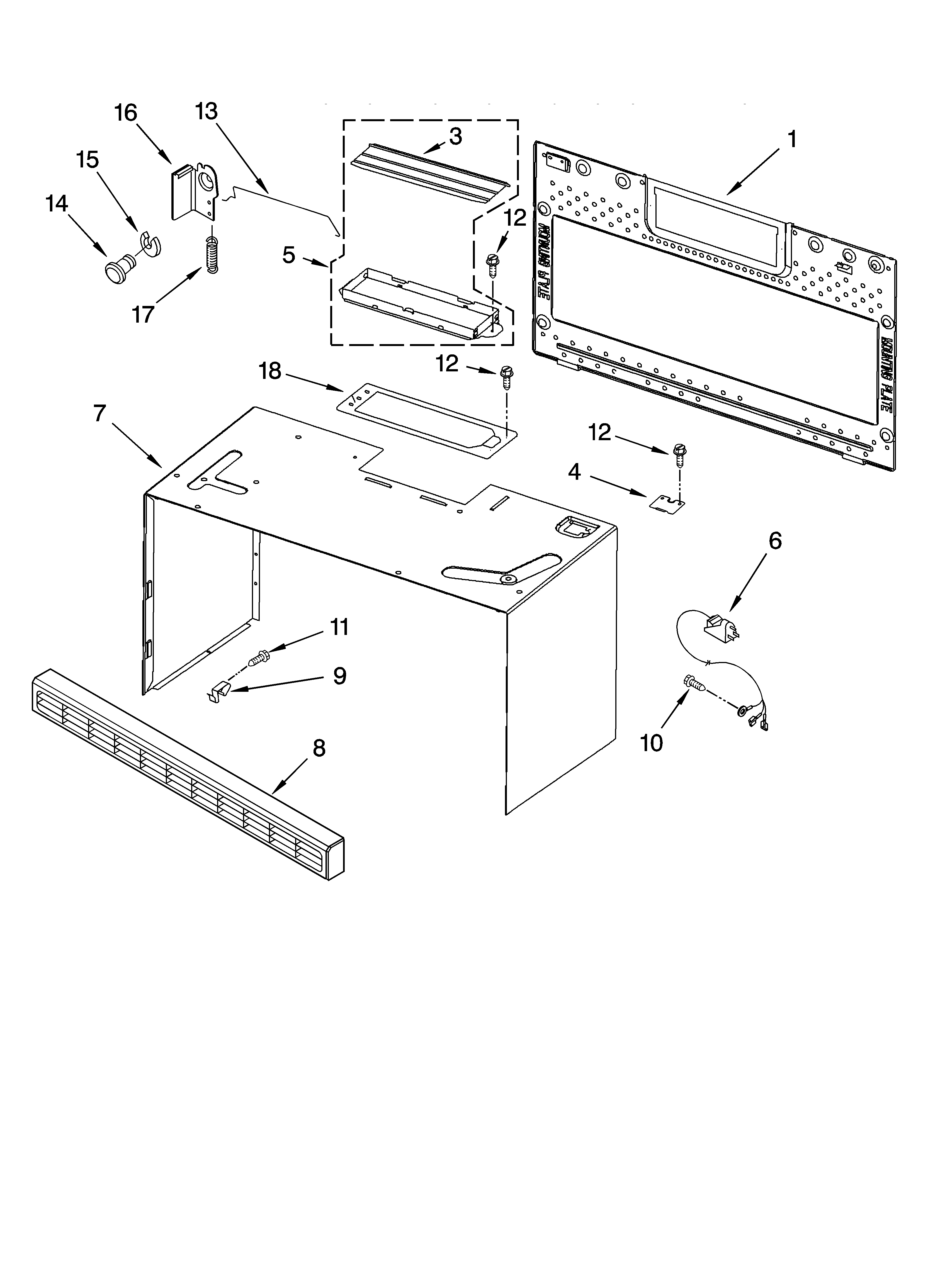 Cabinet and installation parts