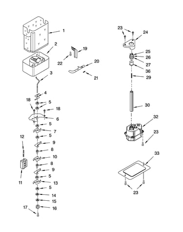 Motor and ice container parts