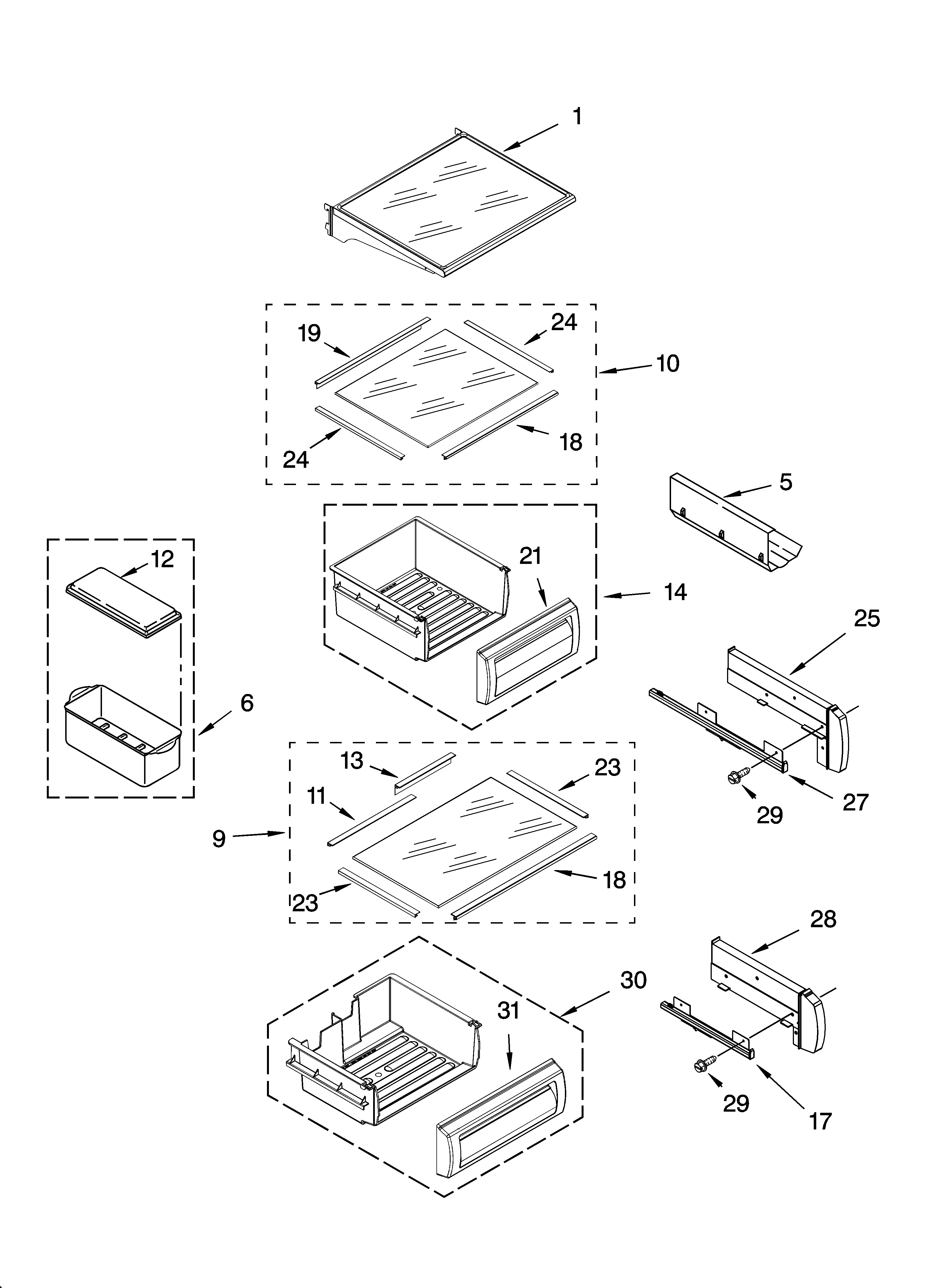 Refrigerator shelf parts