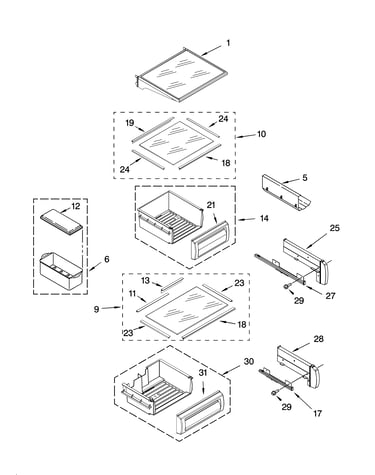 Refrigerator shelf parts