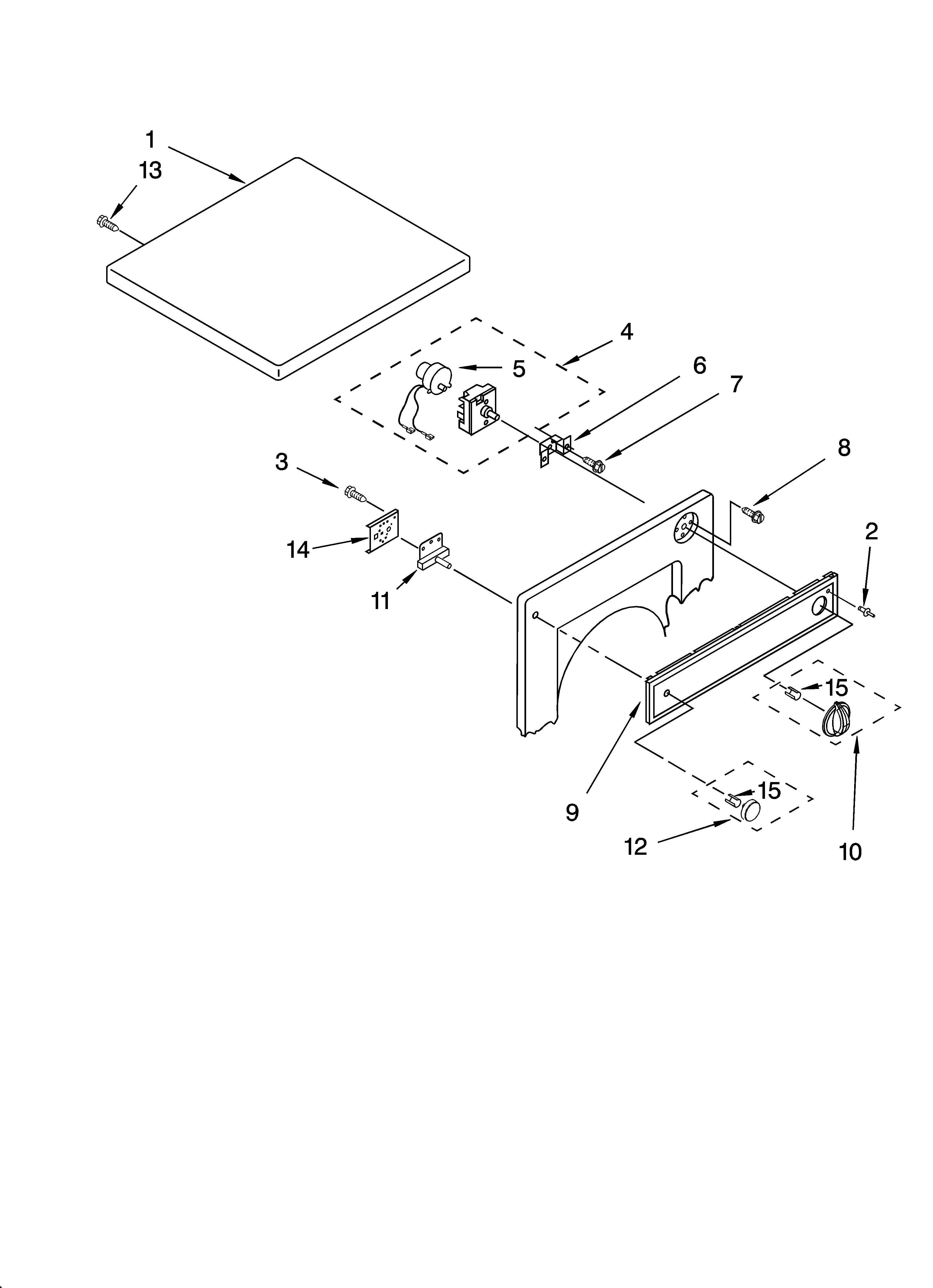 Top and console parts, optional parts (not included)