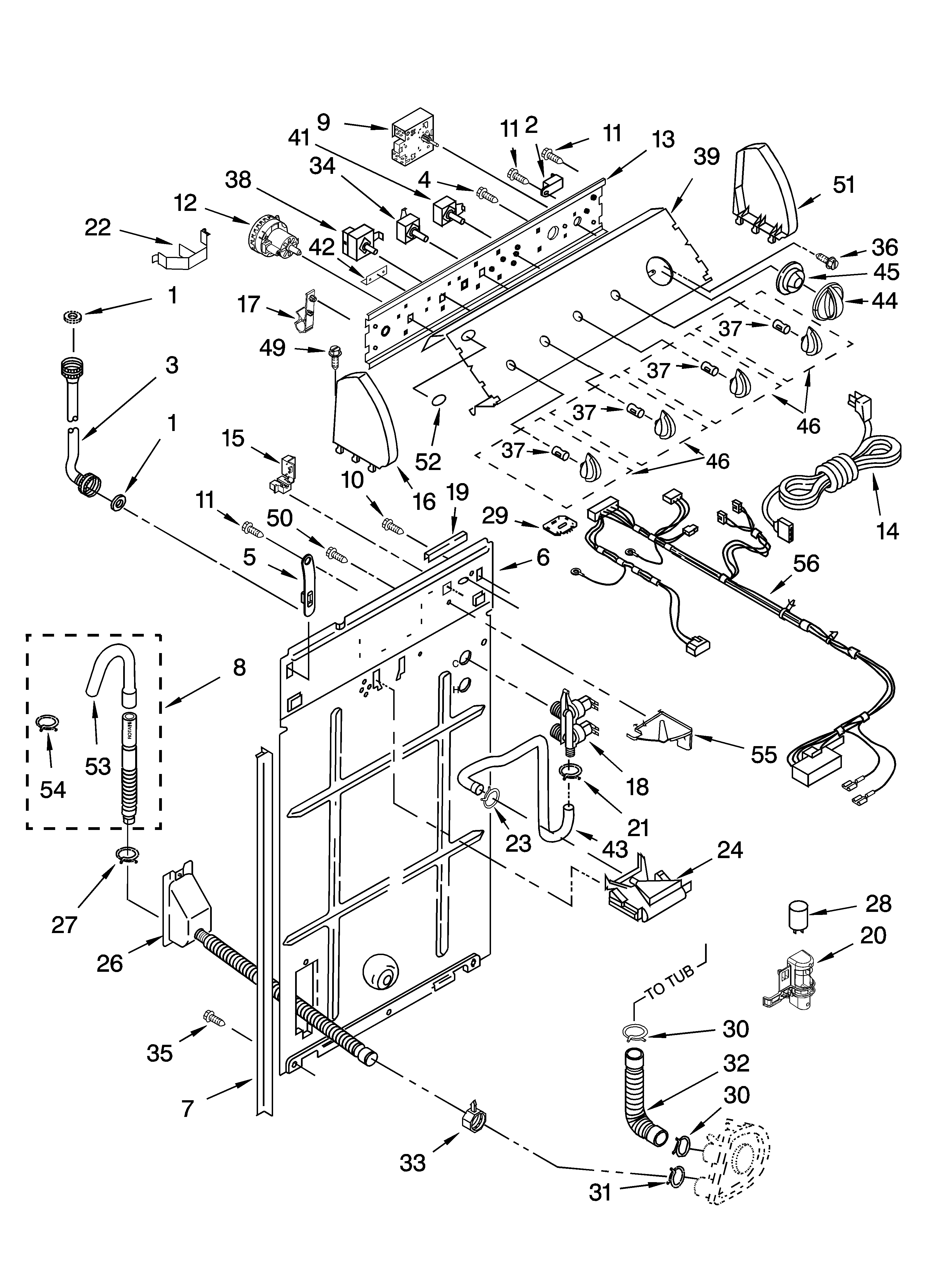 Controls and rear panel parts