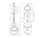 Whirlpool LSQ9110PW1 agitator, basket and tub parts diagram