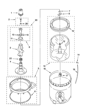Agitator, basket and tub parts