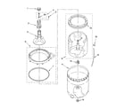 Whirlpool LSR7133PQ0 agitator, basket and tub parts diagram