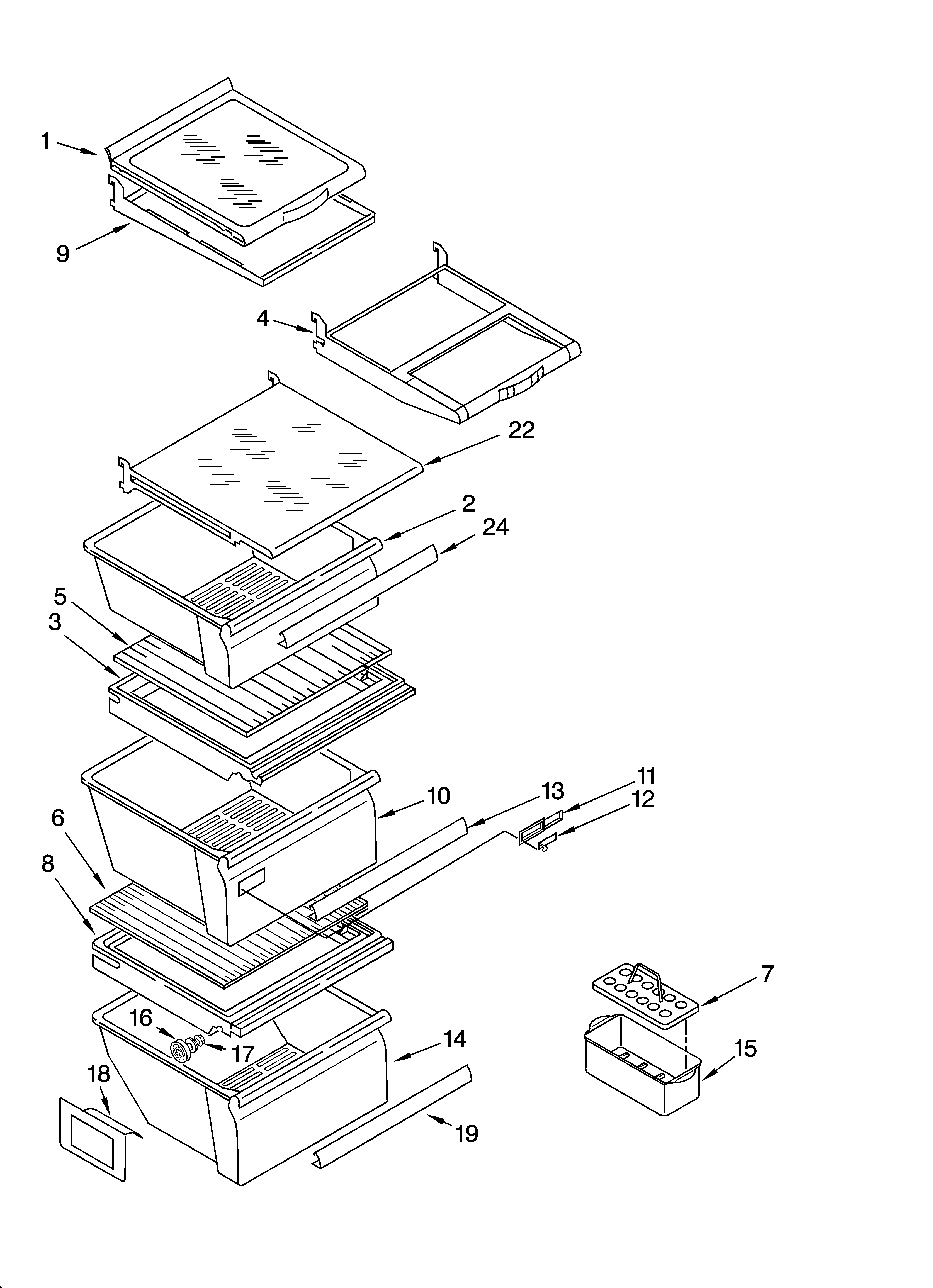 Refrigerator shelf parts
