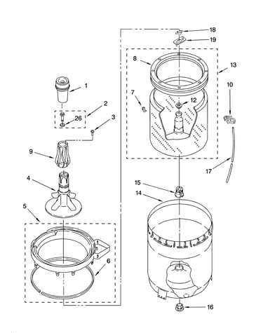Agitator, basket and tub parts