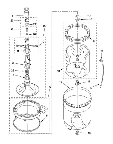 Agitator, basket and tub parts