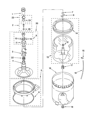 Agitator, basket and tub parts