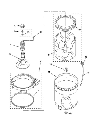 Agitator, basket and tub parts