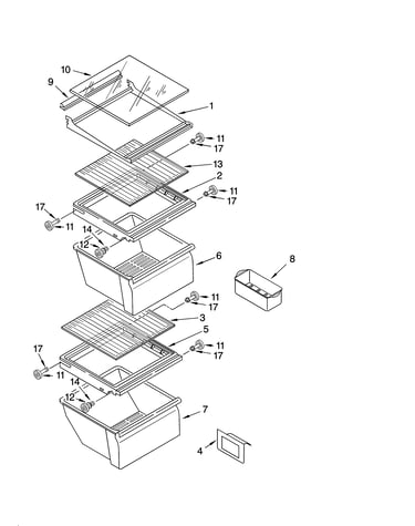 Refrigerator shelf parts