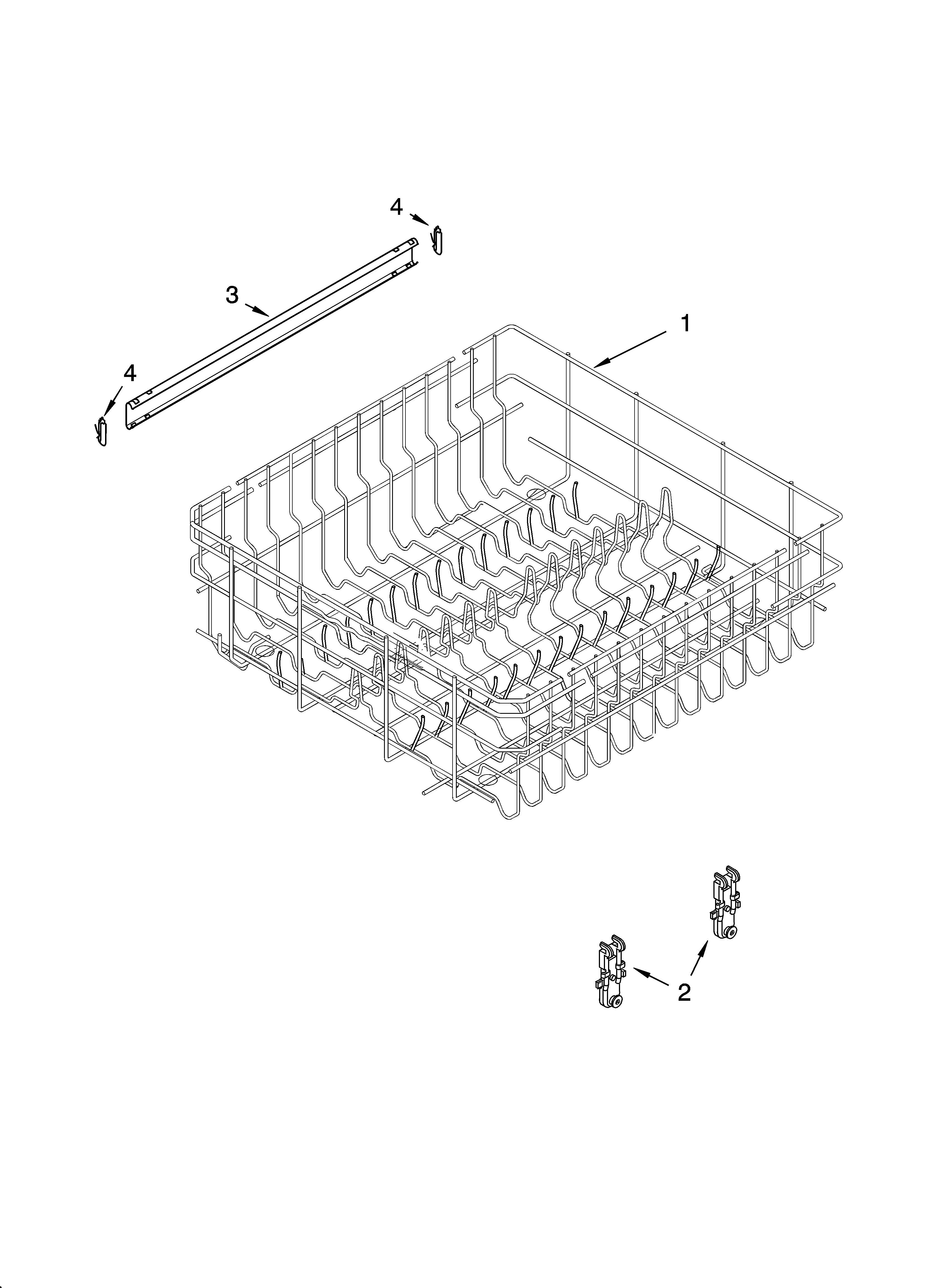 Upper rack and track parts