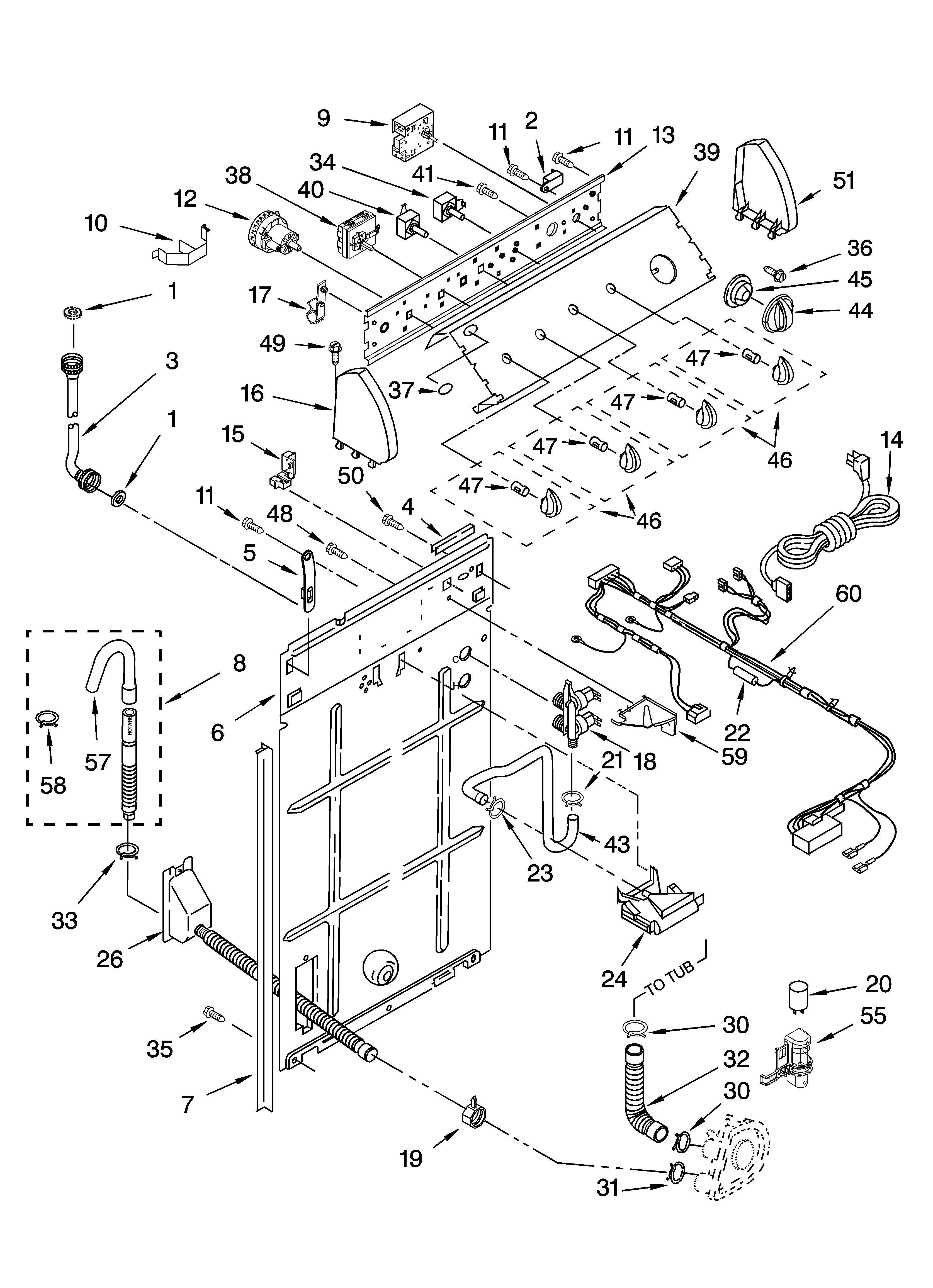 Controls and rear panel parts