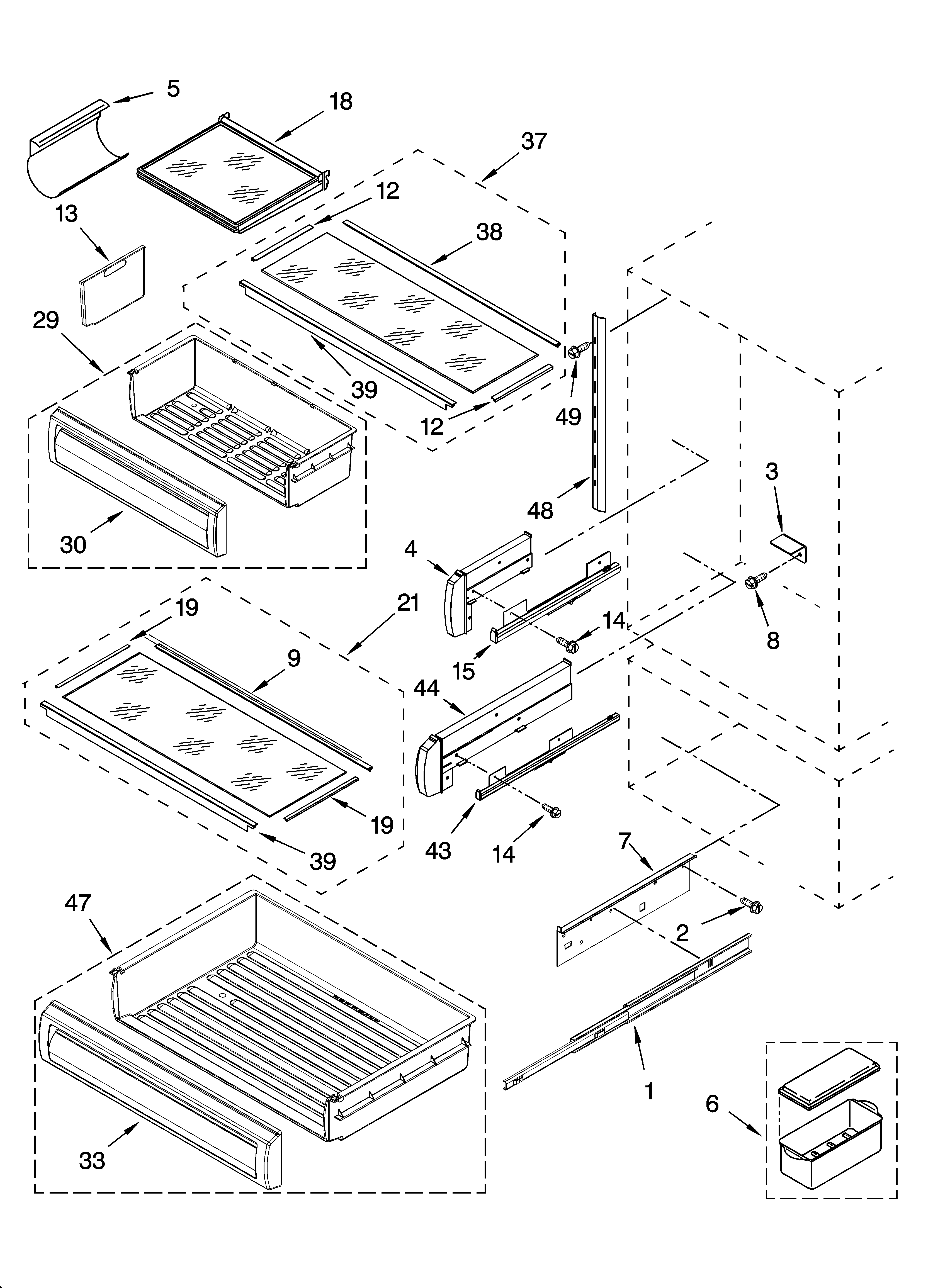 Refrigerator shelf parts