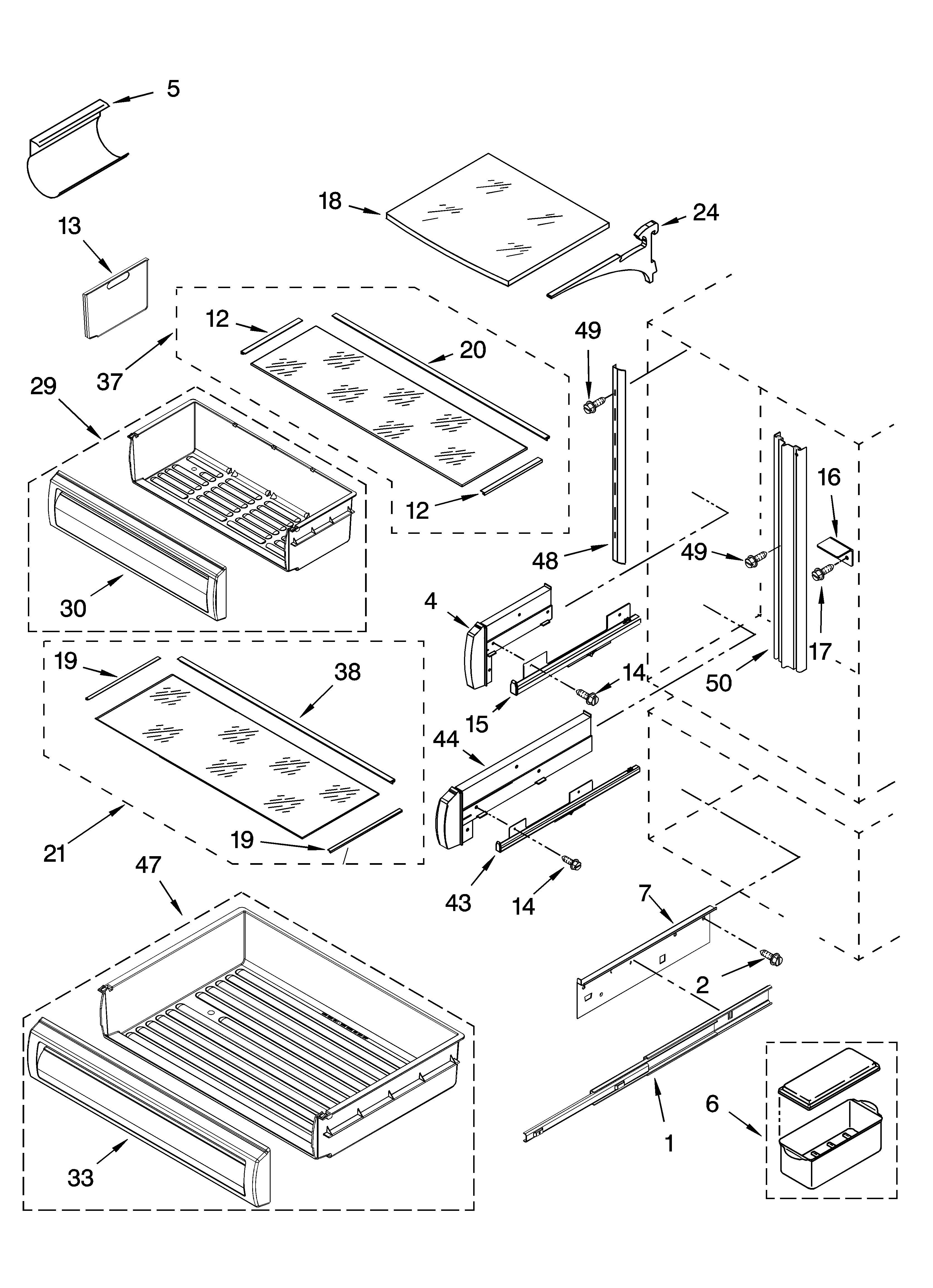 Refrigerator shelf parts