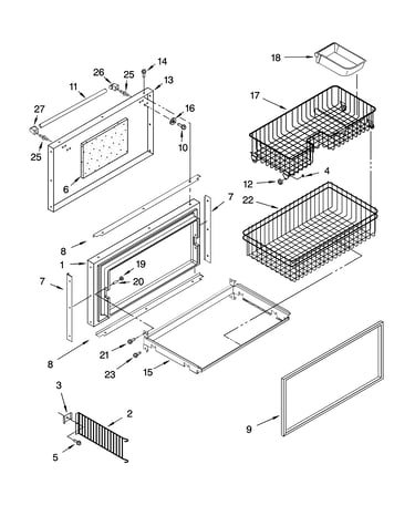Freezer door and basket parts