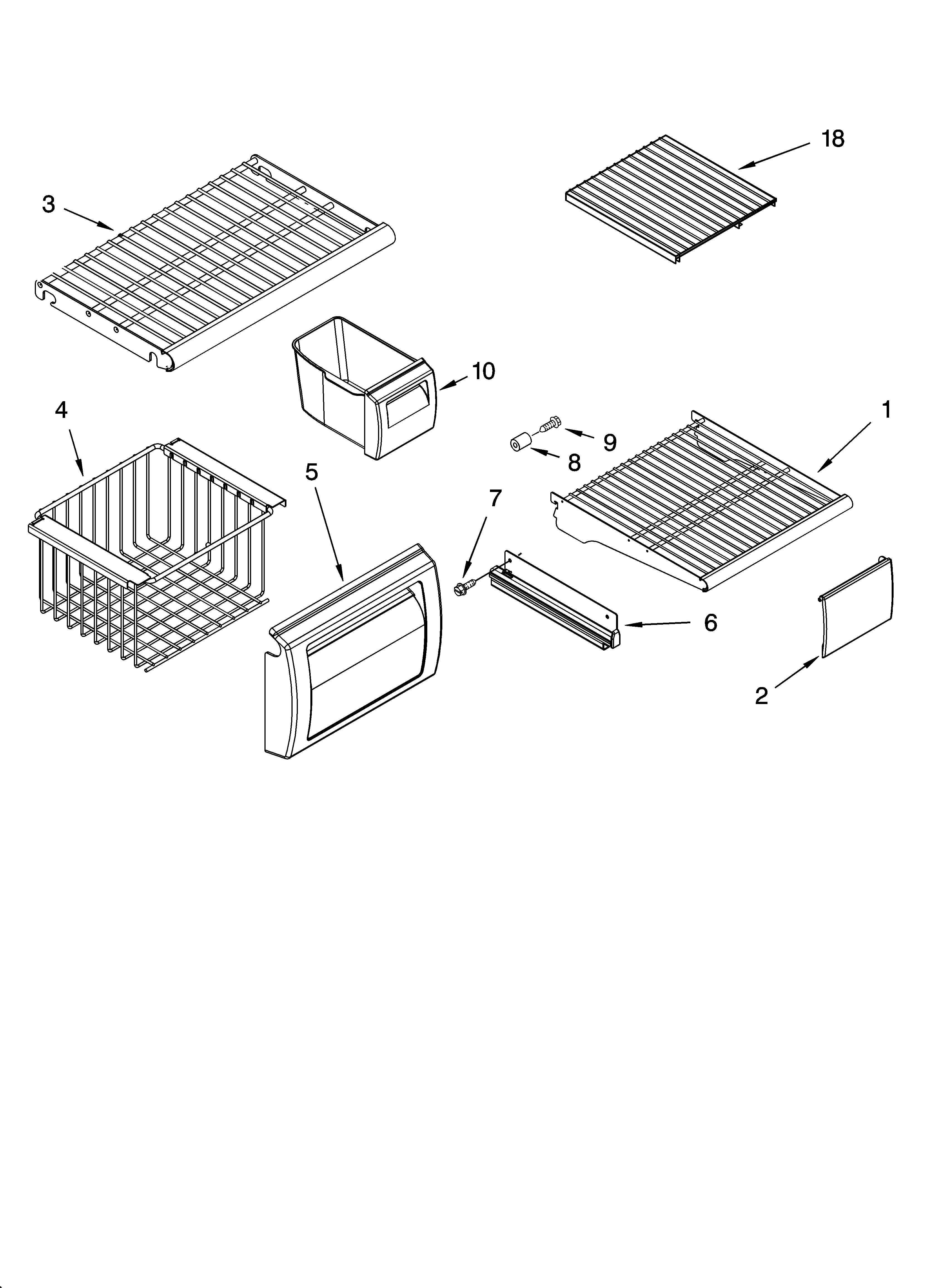 Freezer shelf parts