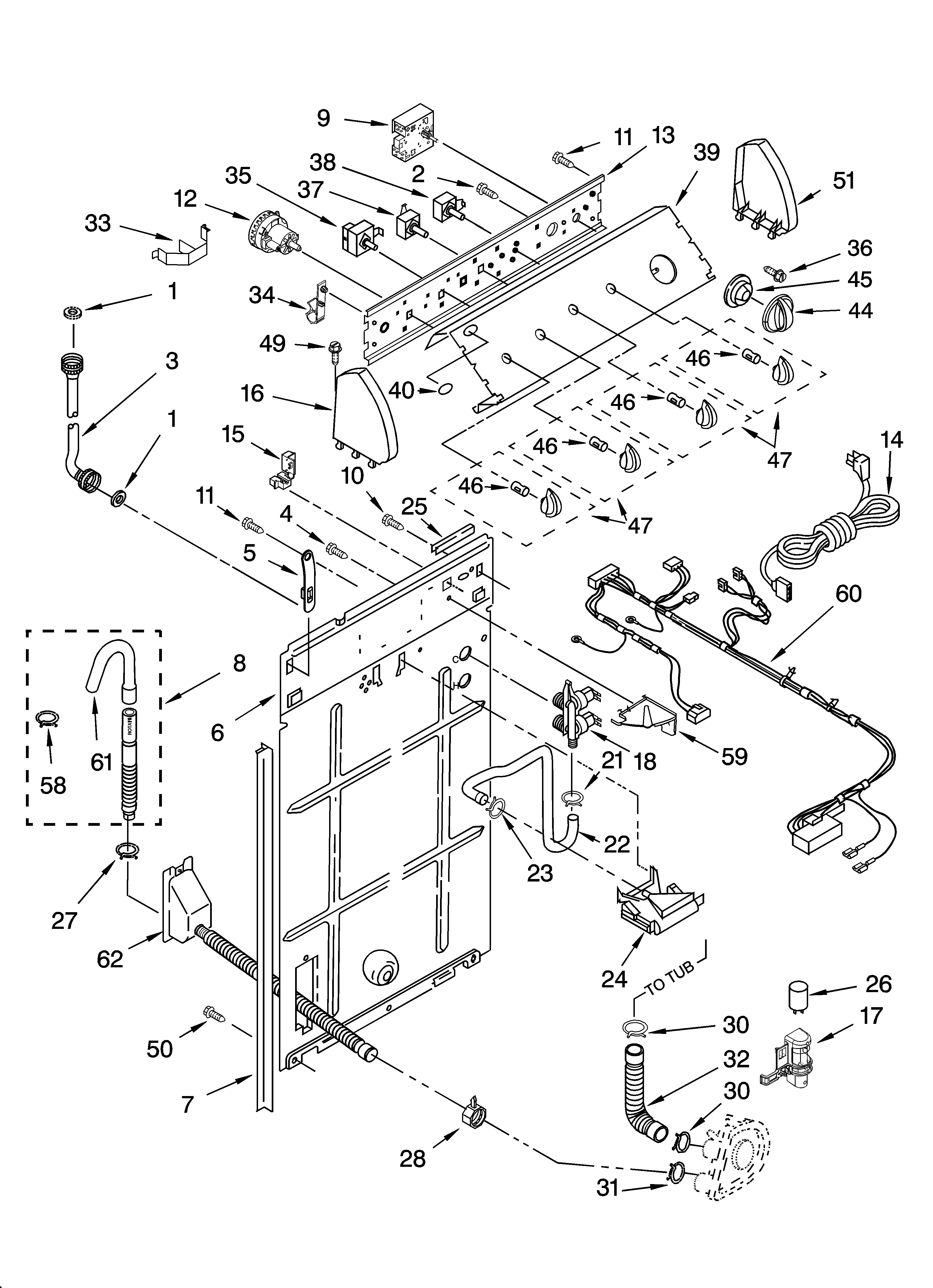 Controls and rear panel parts