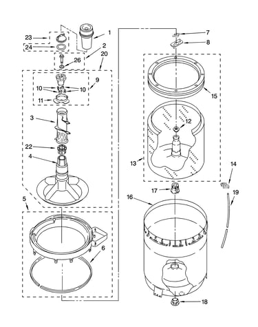 Agitator, basket and tub parts