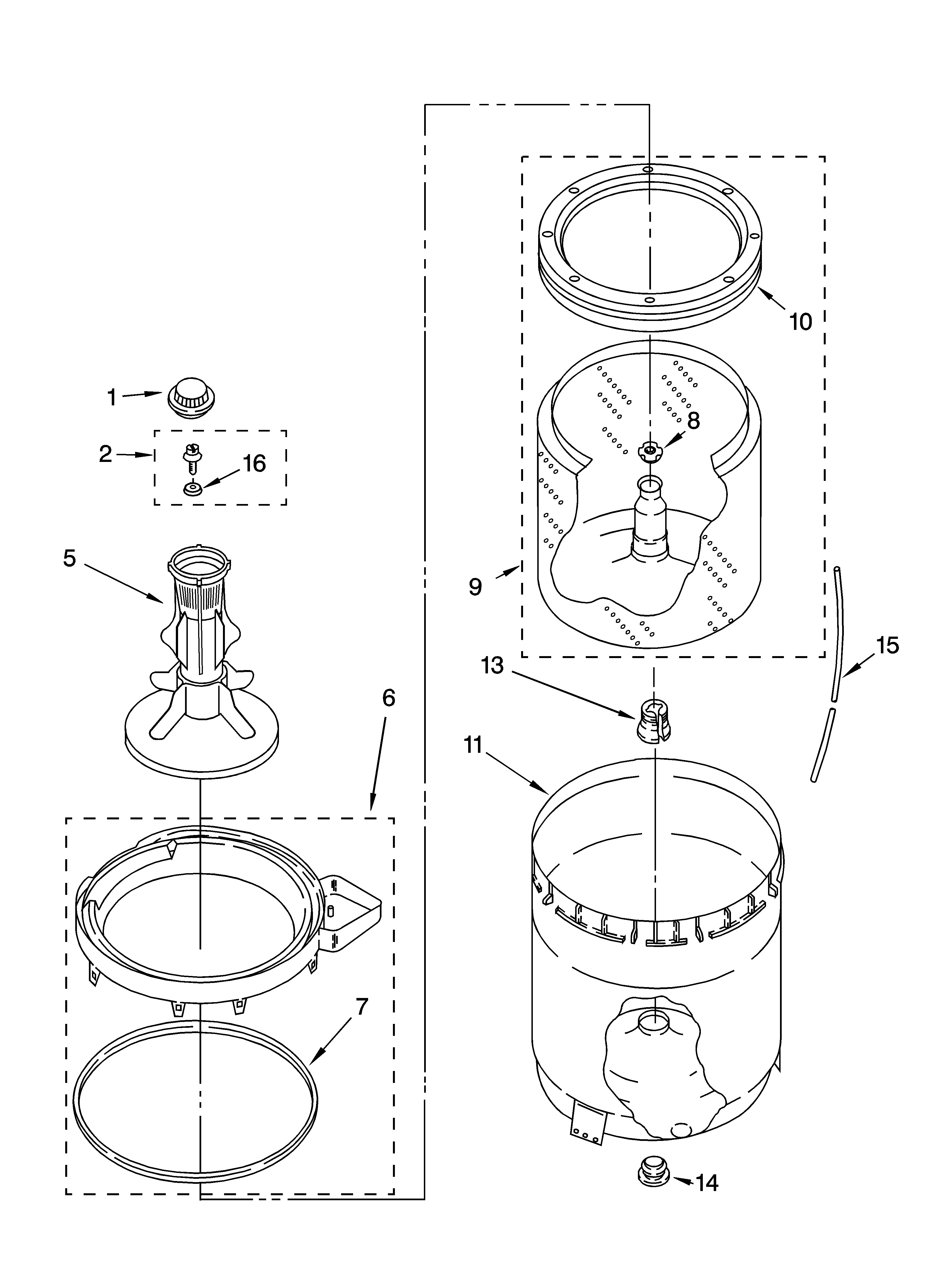 Agitator, basket and tub parts