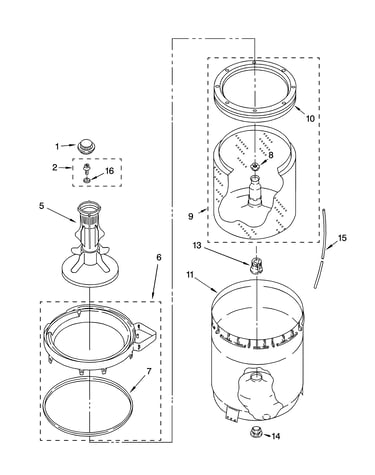Agitator, basket and tub parts