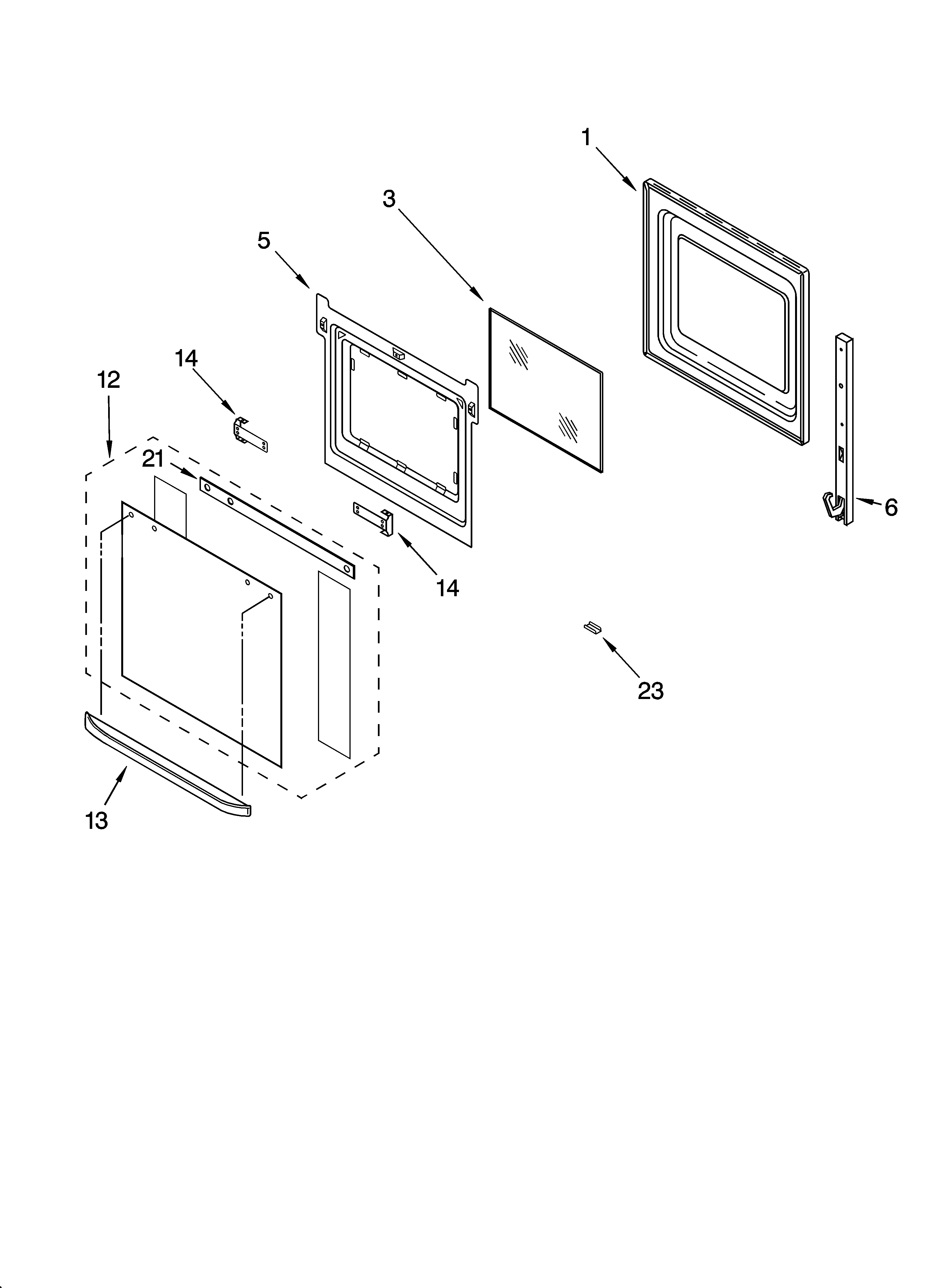 Lower oven door parts