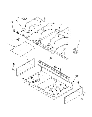 Burner box, gas valves, and switches, optional parts