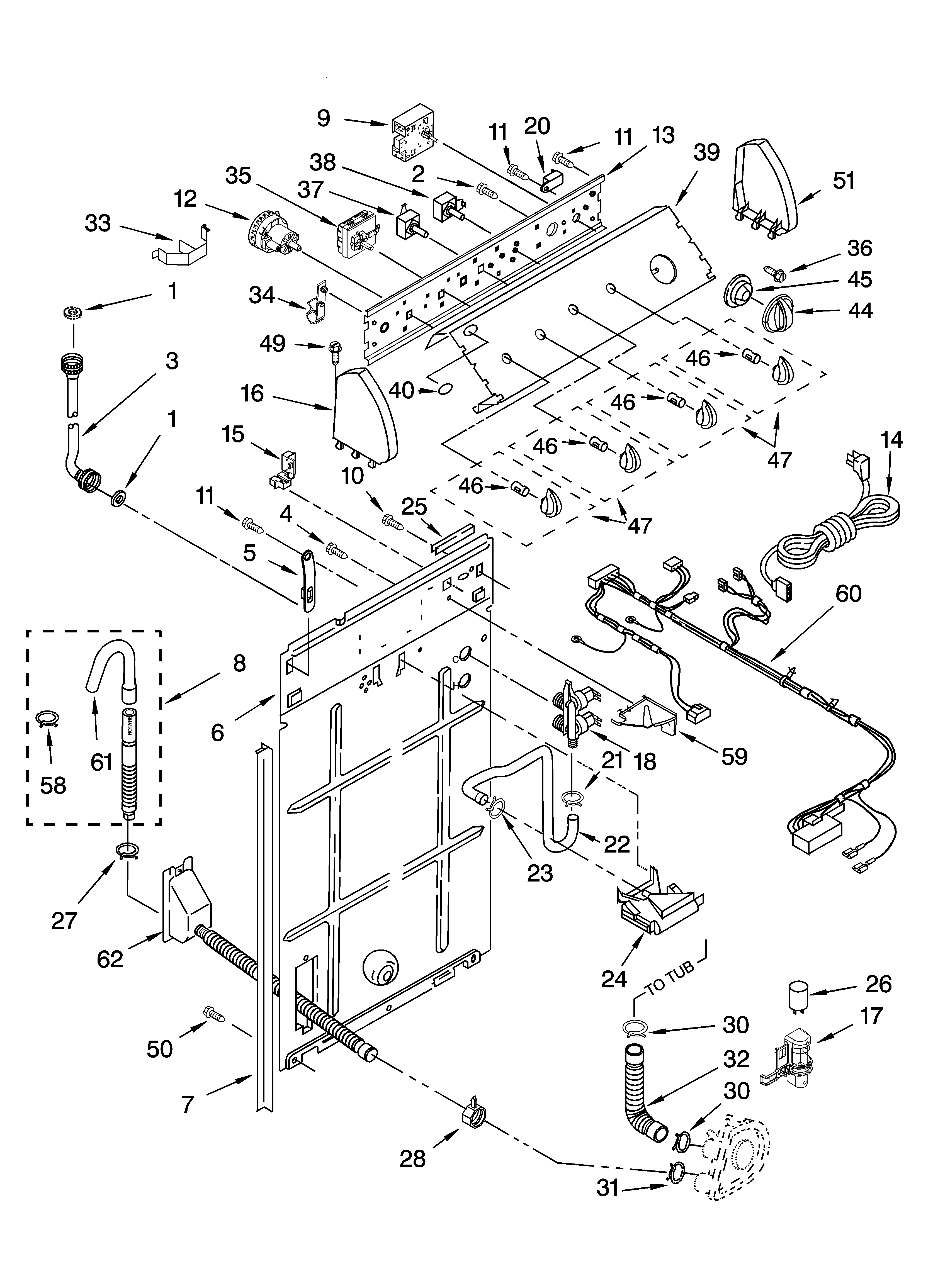 Controls and rear panel parts