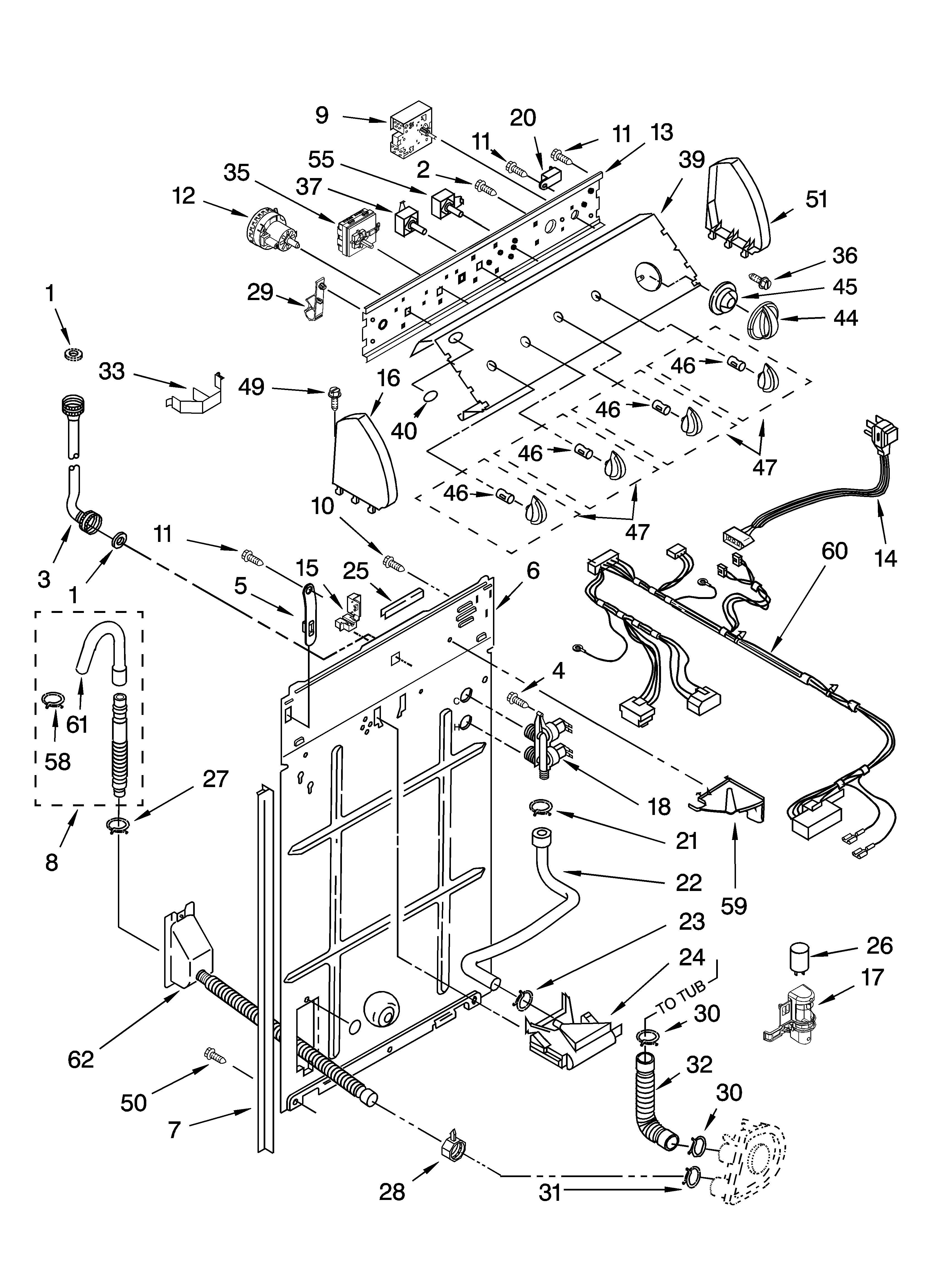 Controls and rear panel parts