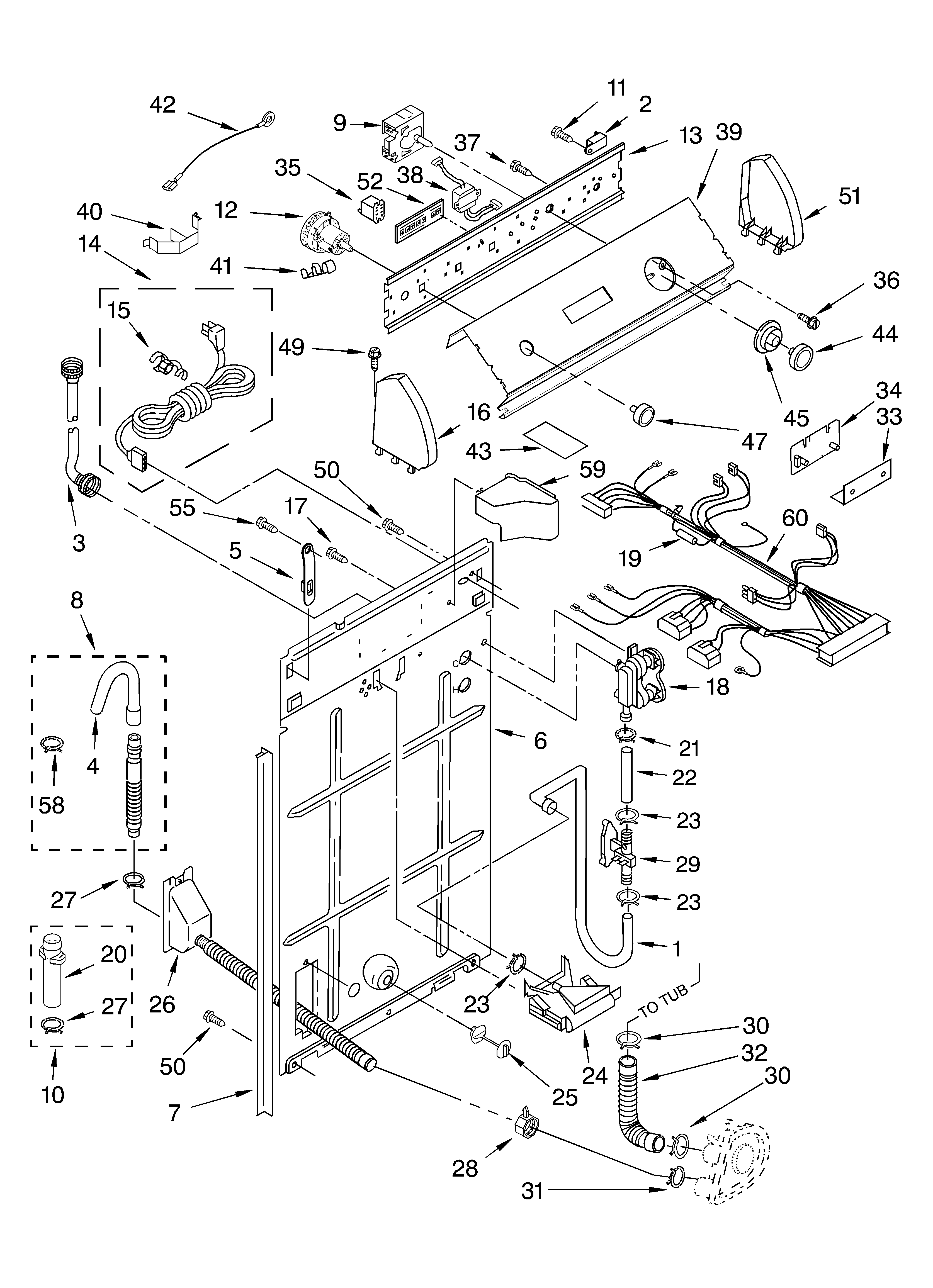 Controls and rear panel parts