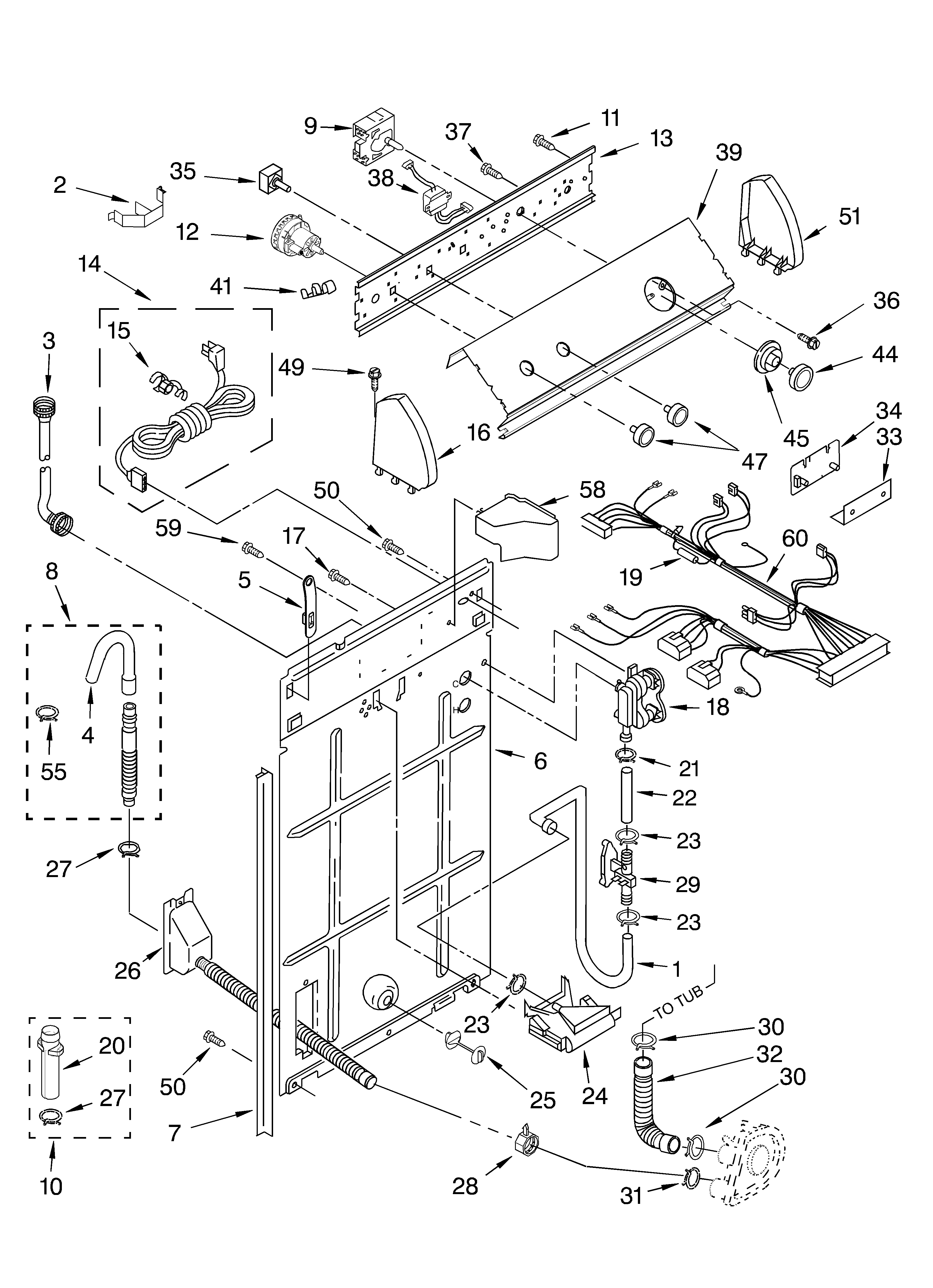 Controls and rear panel parts
