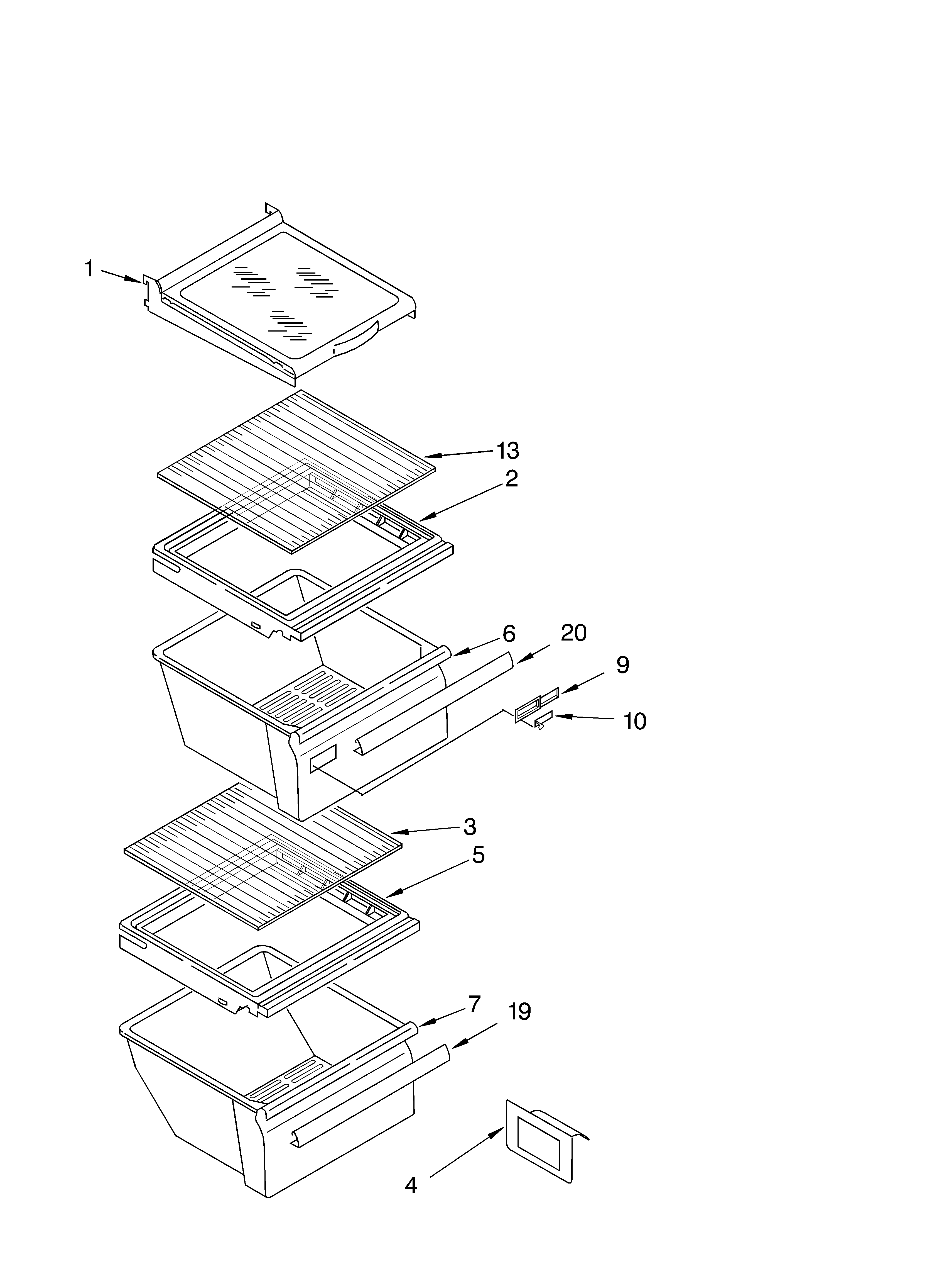 Refrigerator shelf parts