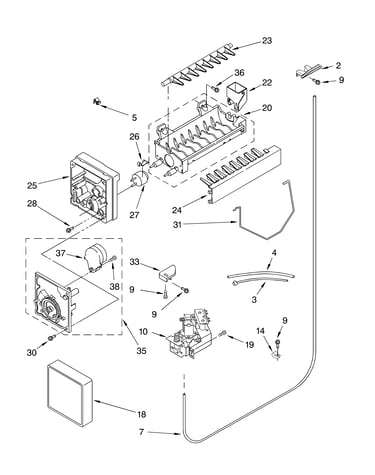 Icemaker parts, parts not illustrated
