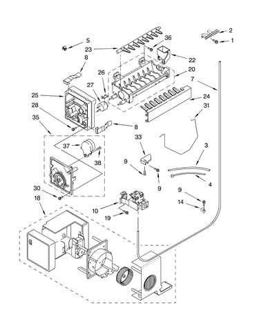Icemaker parts, parts not illustrated