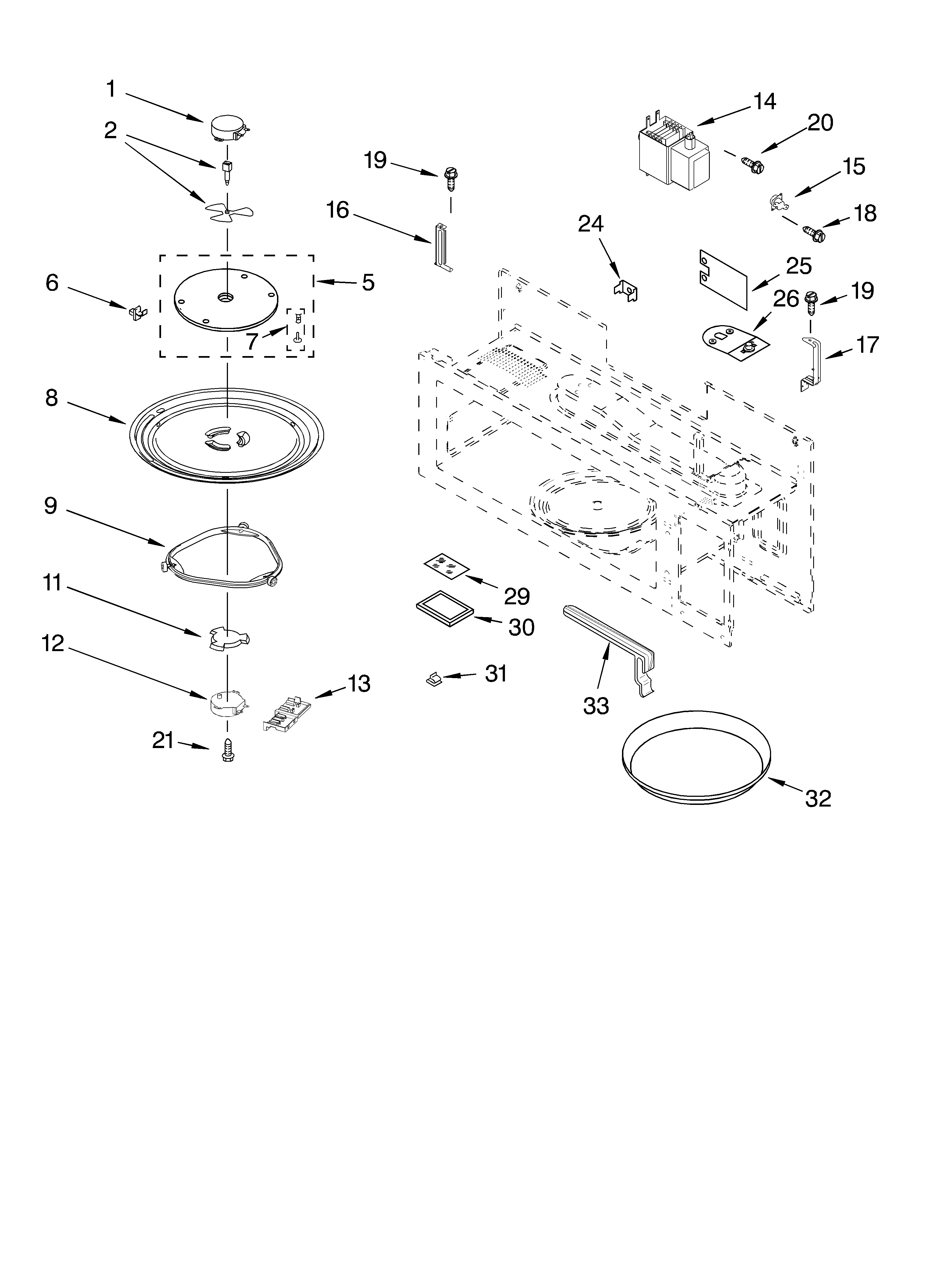 Magnetron and turntable parts