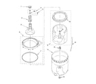 Whirlpool LSR7133KQ1 agitator, basket and tub parts diagram