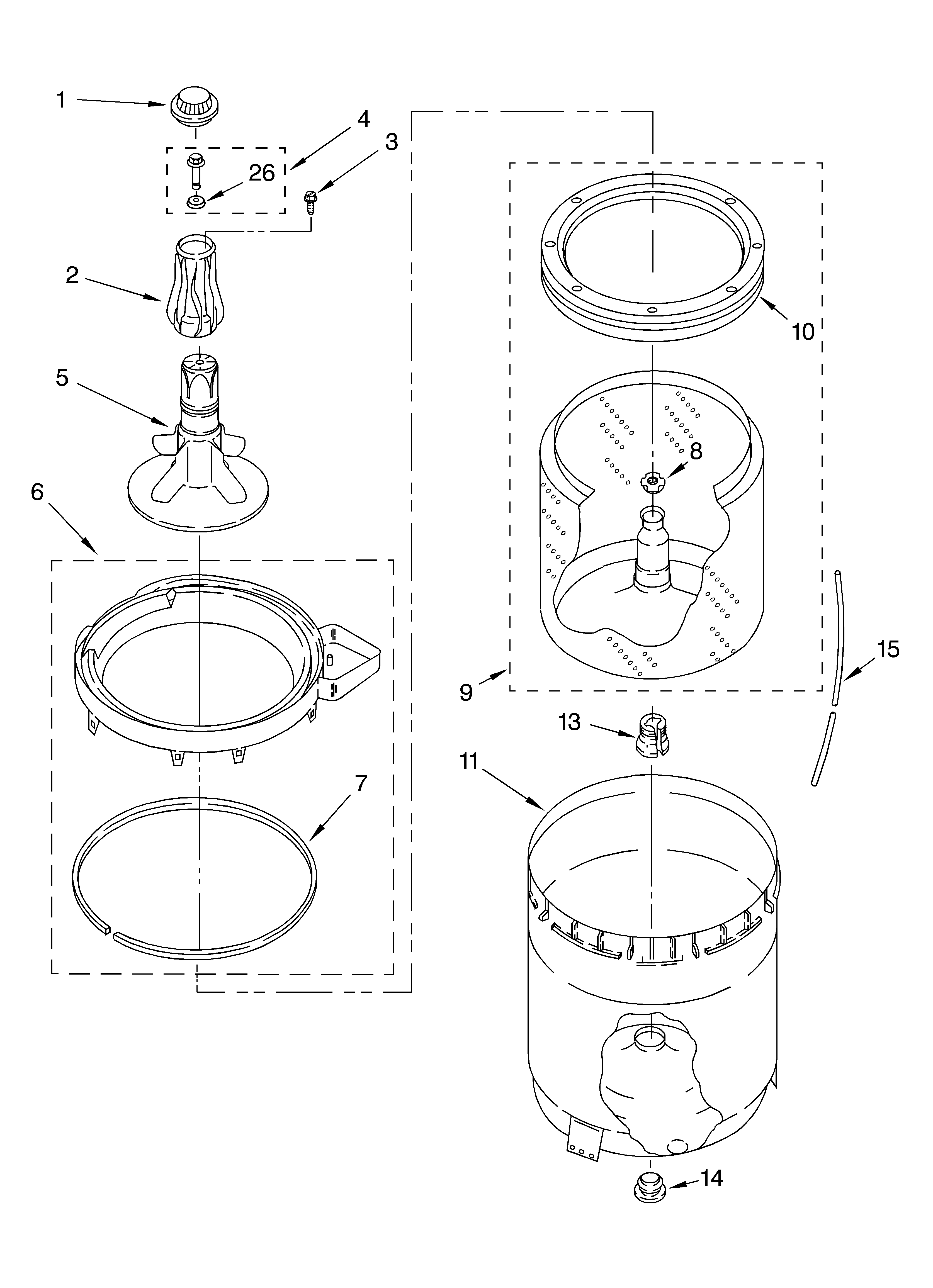 Agitator, basket and tub parts