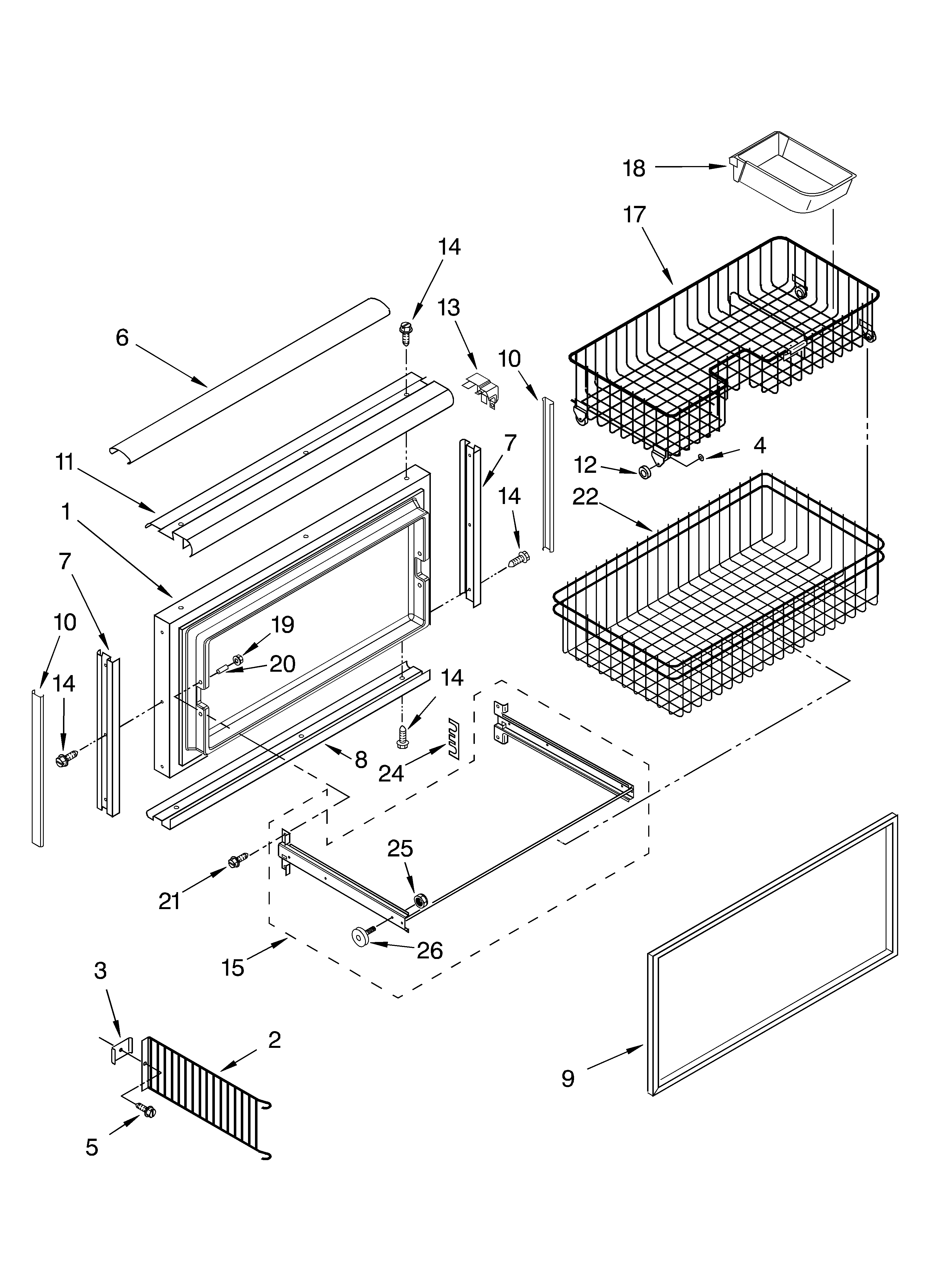 FREEZER DOOR AND BASKET PARTS