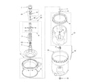 Whirlpool LSQ8510LQ0 agitator, basket and tub parts diagram