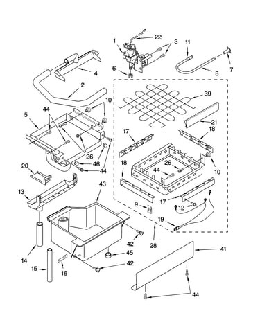 Evaporator, ice cutter grid and water parts