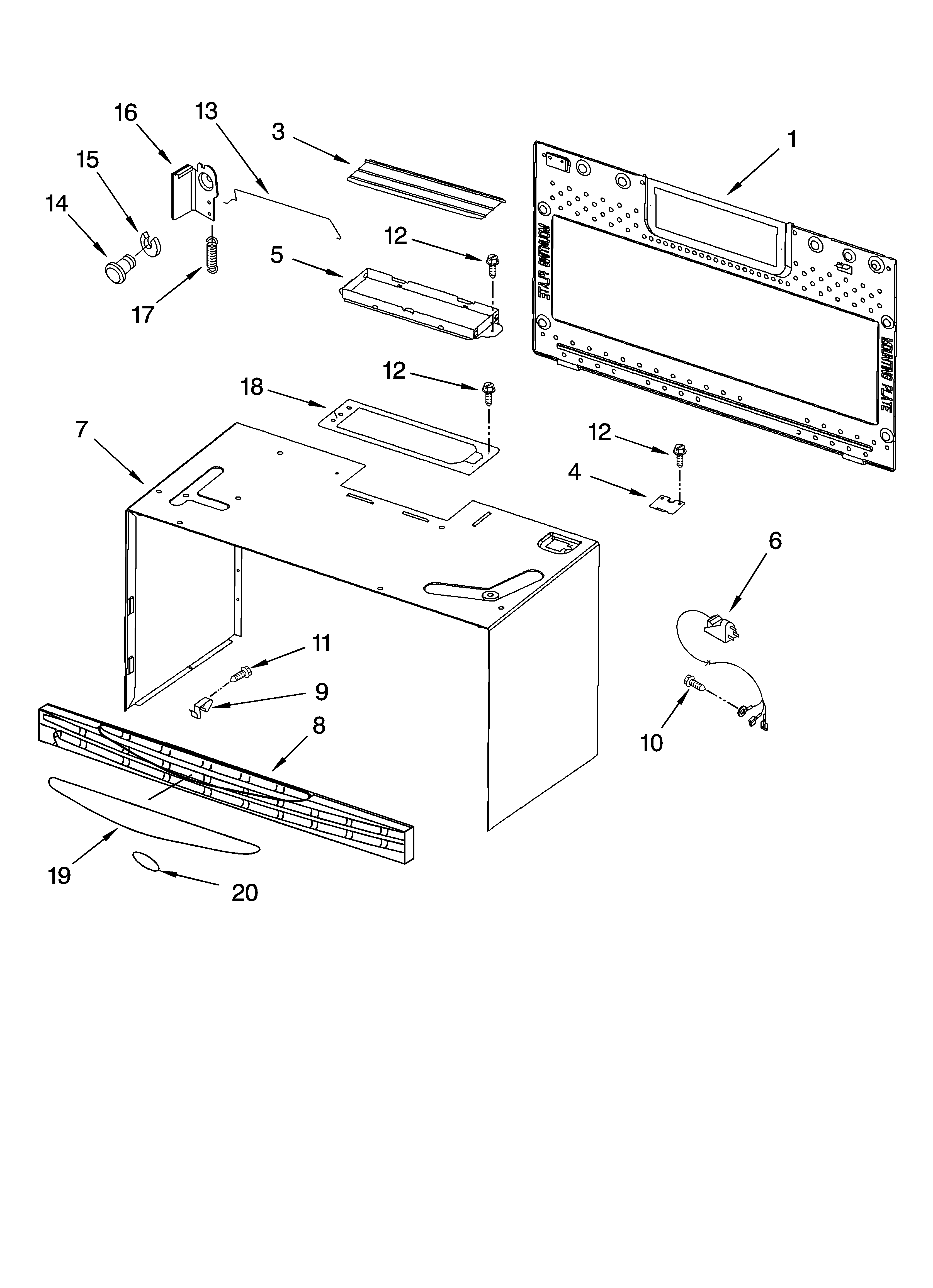 Cabinet and installation parts